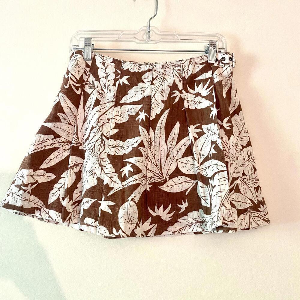 URBAN OUTFITTERS brown and cream leaf print mini skirt - Picture 3 of 8